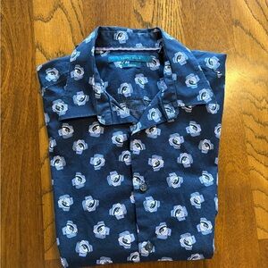 Perry Ellis Blue Rose Pattern Shirt